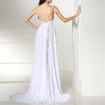 Gorgeous Spaghetti Straps Lace Chiffon Slit Beach Wedding Dress Summer Bridal Gown 2020