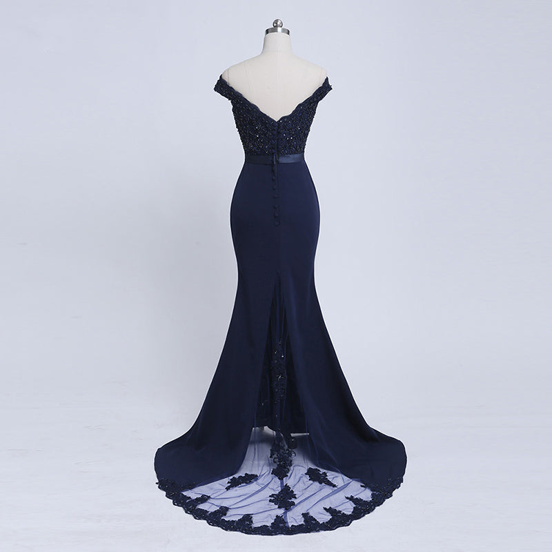 Stunning Mermaid Off Shoulder Navy Bridesmaid Dresses robe demoiselle d'honneur Women Formal Dress