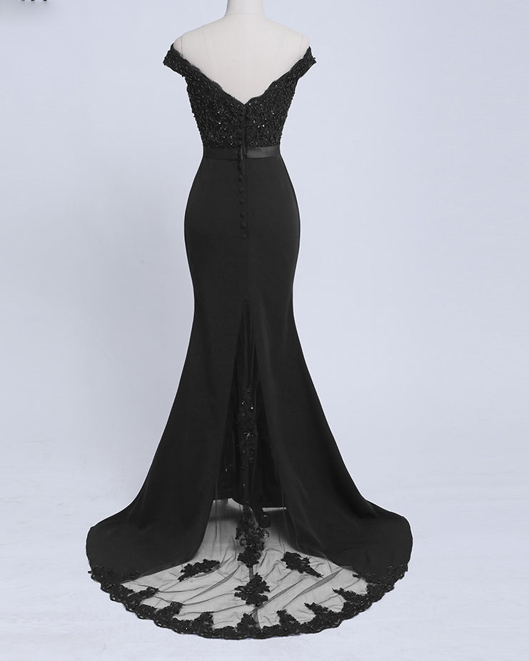 Black /navy/Burgundy fishtail Lace Wedding Bridesmaid Dresses Women Evening Party Gown PL214