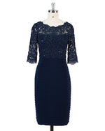 Custom Made Navy Knee Length Short Mother of the Bride Dress Lace Women Evening Gown SP574