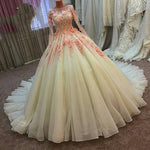 Fashionable Long Sleeves Lace Ball Gown Wedding Dress Princess Prom Gown 2020 robe de soiree