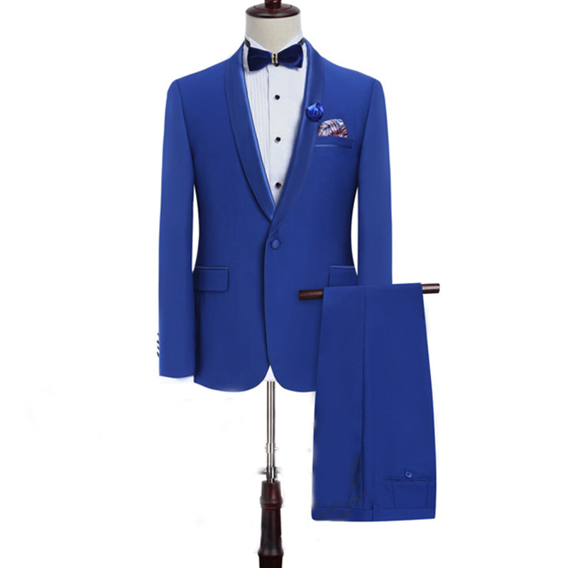 LP5511 Blue Groomsmen Notch Lapel Groom Tuxedos Green One Buttons Men Suits Wedding Best Man Suit (Jacket+Pants)