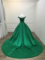 Red Satin Ball Gown prom Dress Long Evening Gown Women Formal Engagement Gown