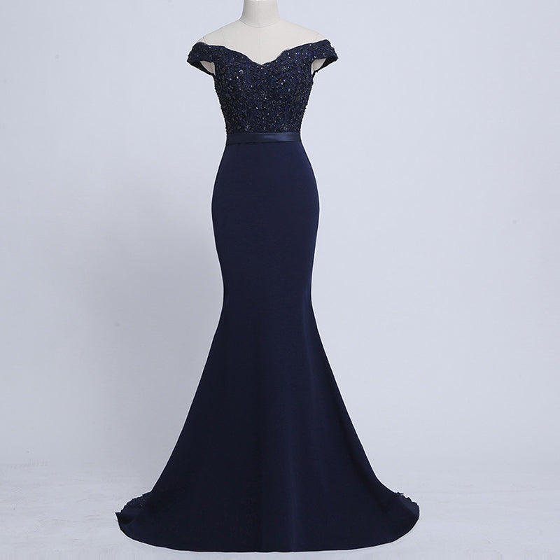 Stunning Mermaid Off Shoulder Navy Bridesmaid Dresses robe demoiselle d'honneur Women Formal Dress
