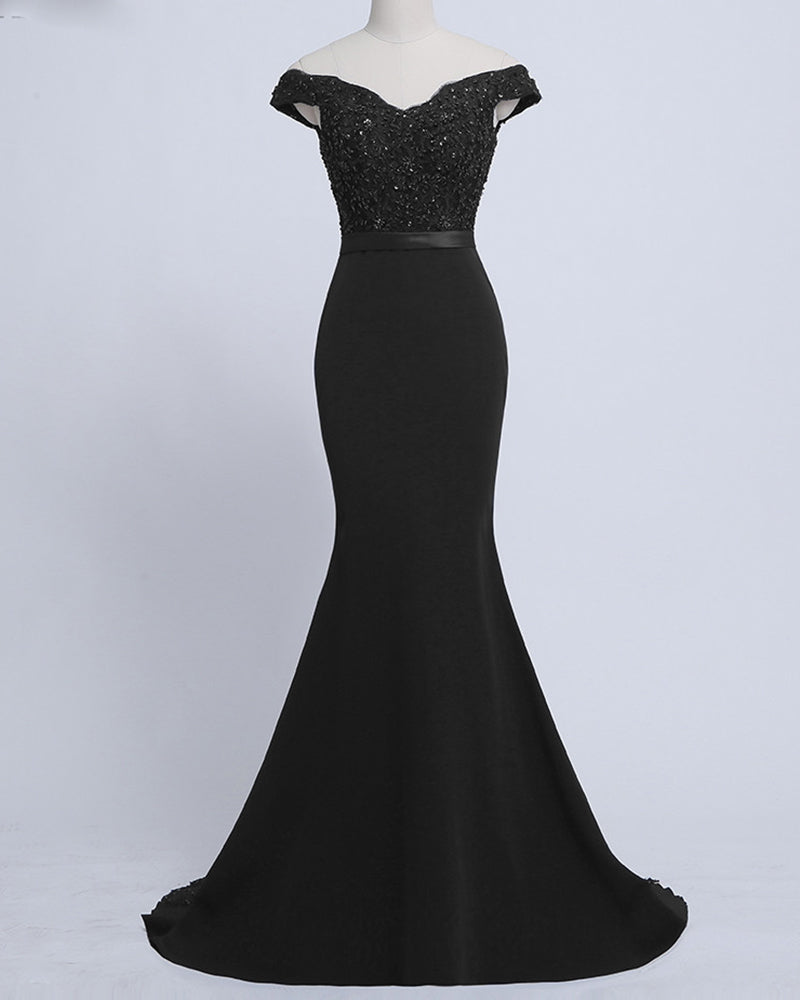 Black /navy/Burgundy fishtail Lace Wedding Bridesmaid Dresses Women Evening Party Gown PL214