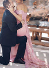 Siaoryne Hot Pink/Light Blue  Lace Off Shoulder Women Formal Wedding Party Gowns Engagement Prom Dresses Long PL306