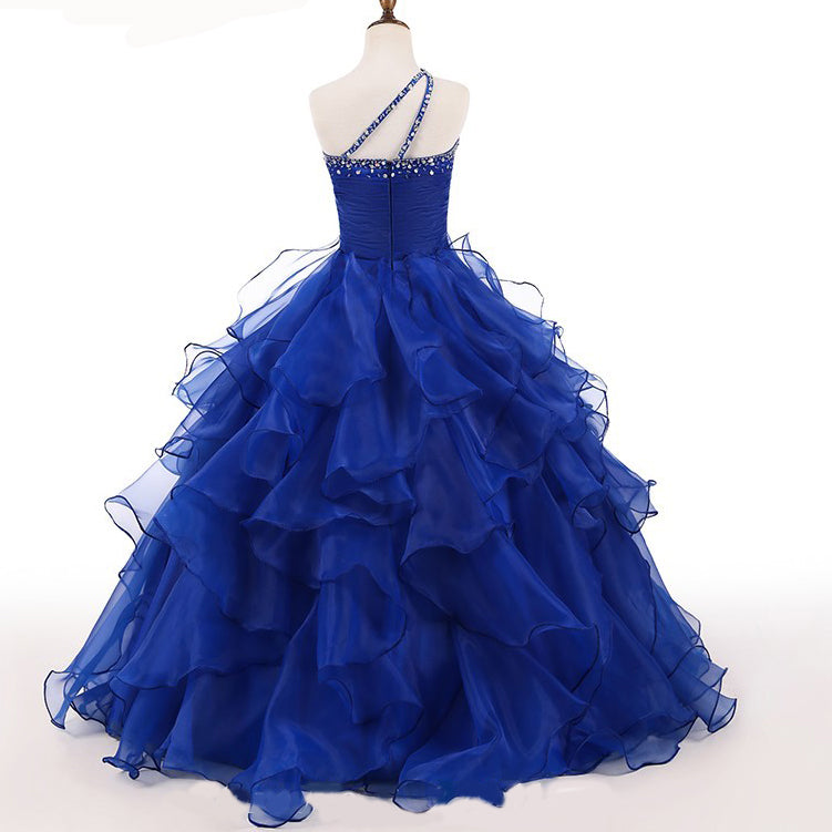 LP5512 Ball Gown Little Girl Pageant Dress Child Formal Gown One Shoulder Floor Length Party flower girl Dress