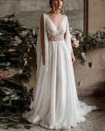 Stylish Boho Wedding Dress, Boho Dress, Ancient Greek Wedding Dress, Beach Wedding Gown, Backless Bridal Dress WD10108