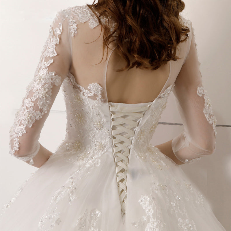 Long Sleeves Ball Gown Princess  Wedding Bridal Dresses with Lace 2019 PL652