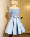 Champagne Short Prom Dresses Off the Shoulder Satin and Lace Homecoming Graduation Gown for Girls SP10118