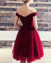 Dark Red Tulle Short Prom Dress Junior Girls 8th Graduate Semi Formal Homecoming Dress SP520