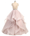 Siaoryne Gorgeous Scoop Neck Beaing Tiered Organza Ball Gown Wedding Dress Custom made