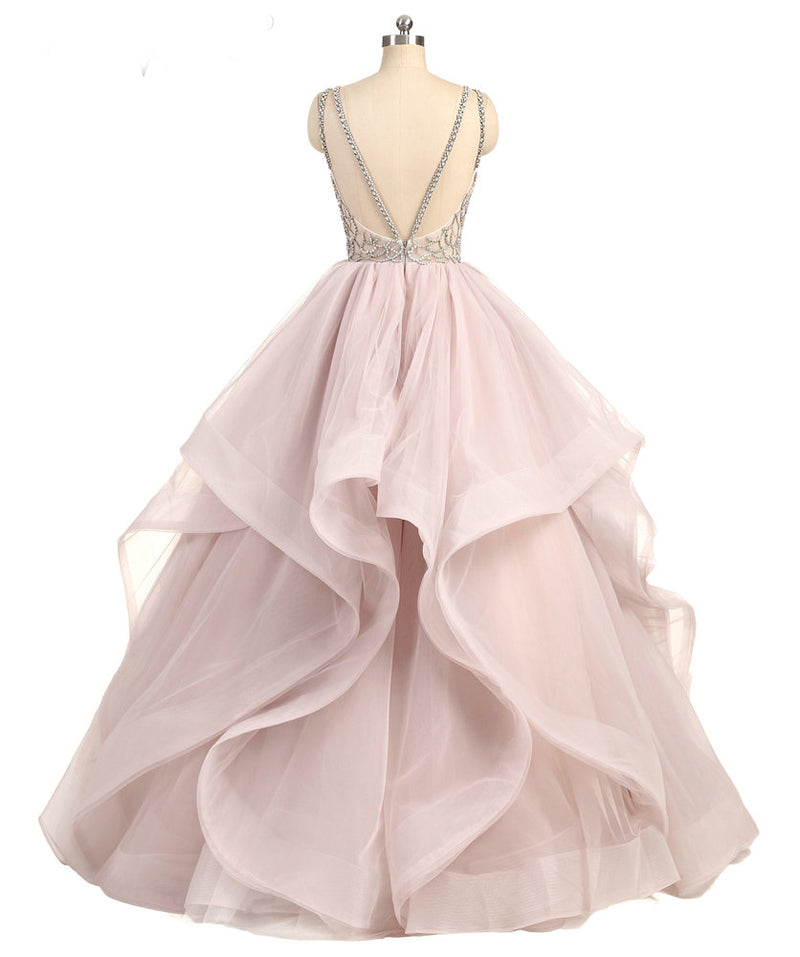 Siaoryne Gorgeous Scoop Neck Beaing Tiered Organza Ball Gown Wedding Dress Custom made