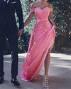 Siaoryne Hot Pink/Light Blue  Lace Off Shoulder Women Formal Wedding Party Gowns Engagement Prom Dresses Long PL306