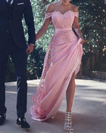 Siaoryne Hot Pink/Light Blue  Lace Off Shoulder Women Formal Wedding Party Gowns Engagement Prom Dresses Long PL306