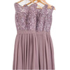 LP3654 Elegant Scoop Neck Lace Chiffon French Lilac Bridesmaid Dresses Women Wedding party Dresses Long