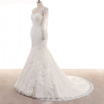 Vintage Long Sleeves Lace Wedding Dress Mermaid Bridal Gown 2018 Custom Made Vestido De Novia