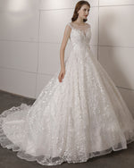 Princess Scoop Neck Ivory Lace Women Wedding Dresses 2020 for Bride Ball Gown WD1131