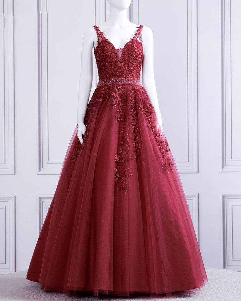 Lace Burgundy Quinceanera Dress Girls Prm Sweet 16 Party Gown PL0804