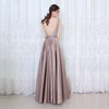 Chic Crystal Prom Dress Long Satin Graduation Dresses for Girls LP0523