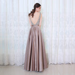 Chic Crystal Prom Dress Long Satin Graduation Dresses for Girls LP0523