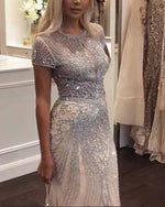 Luxury Champagne Beading Mermaid Long Evening Dresses Formal Gown PL2141