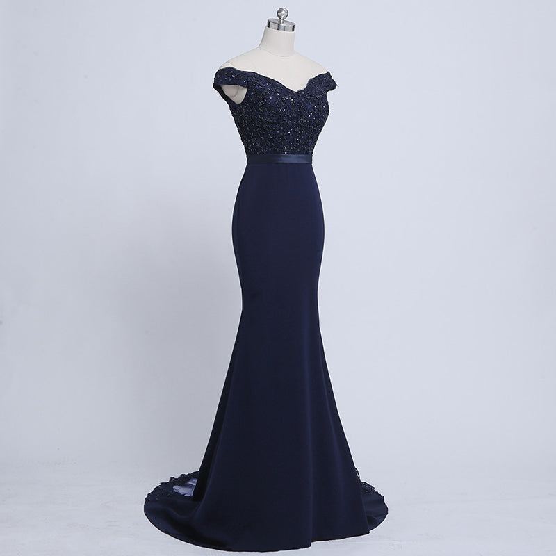 Stunning Mermaid Off Shoulder Navy Bridesmaid Dresses robe demoiselle d'honneur Women Formal Dress