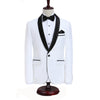 LP5506 Men Suit White Tuxedo With Black Lapel Wedding Suit For Men Slim Fit Groom Party (Jacket+Pant)