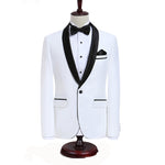 LP5506 Men Suit White Tuxedo With Black Lapel Wedding Suit For Men Slim Fit Groom Party (Jacket+Pant)