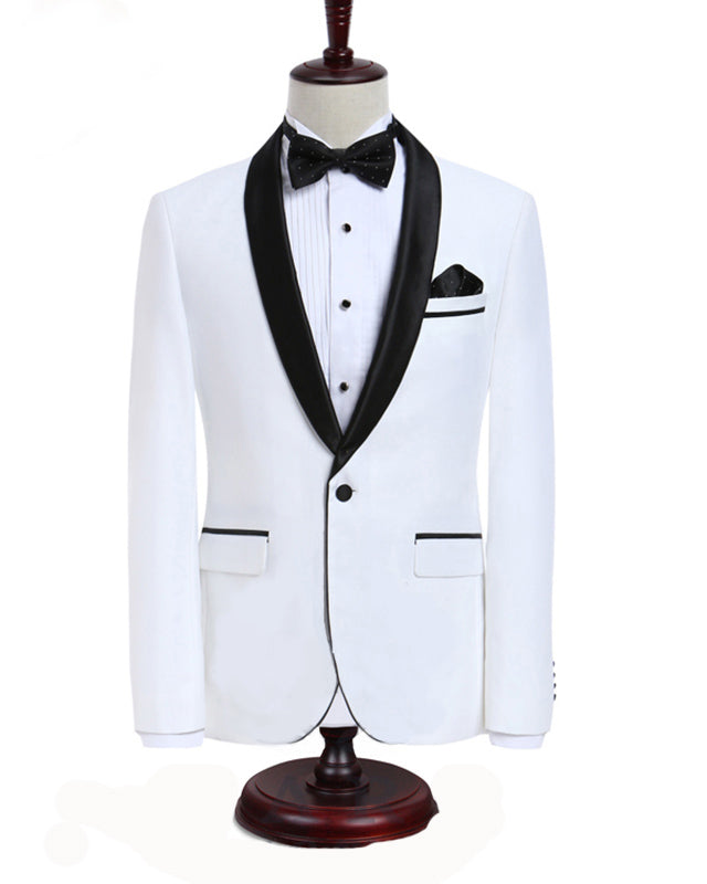 Mens Suits Jacket Pants  Black Shawl Lapel Men Suit Set Wedding Suits Groom Tuxedos  (Jacket+Pants)
