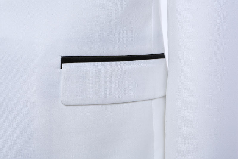 LP5506 Men Suit White Tuxedo With Black Lapel Wedding Suit For Men Slim Fit Groom Party (Jacket+Pant)