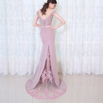 Dreamy Off the Shoulder Dusk Pink Bridesmaid Dress Mermaid Lace Appliqued Women Evening Party Gown