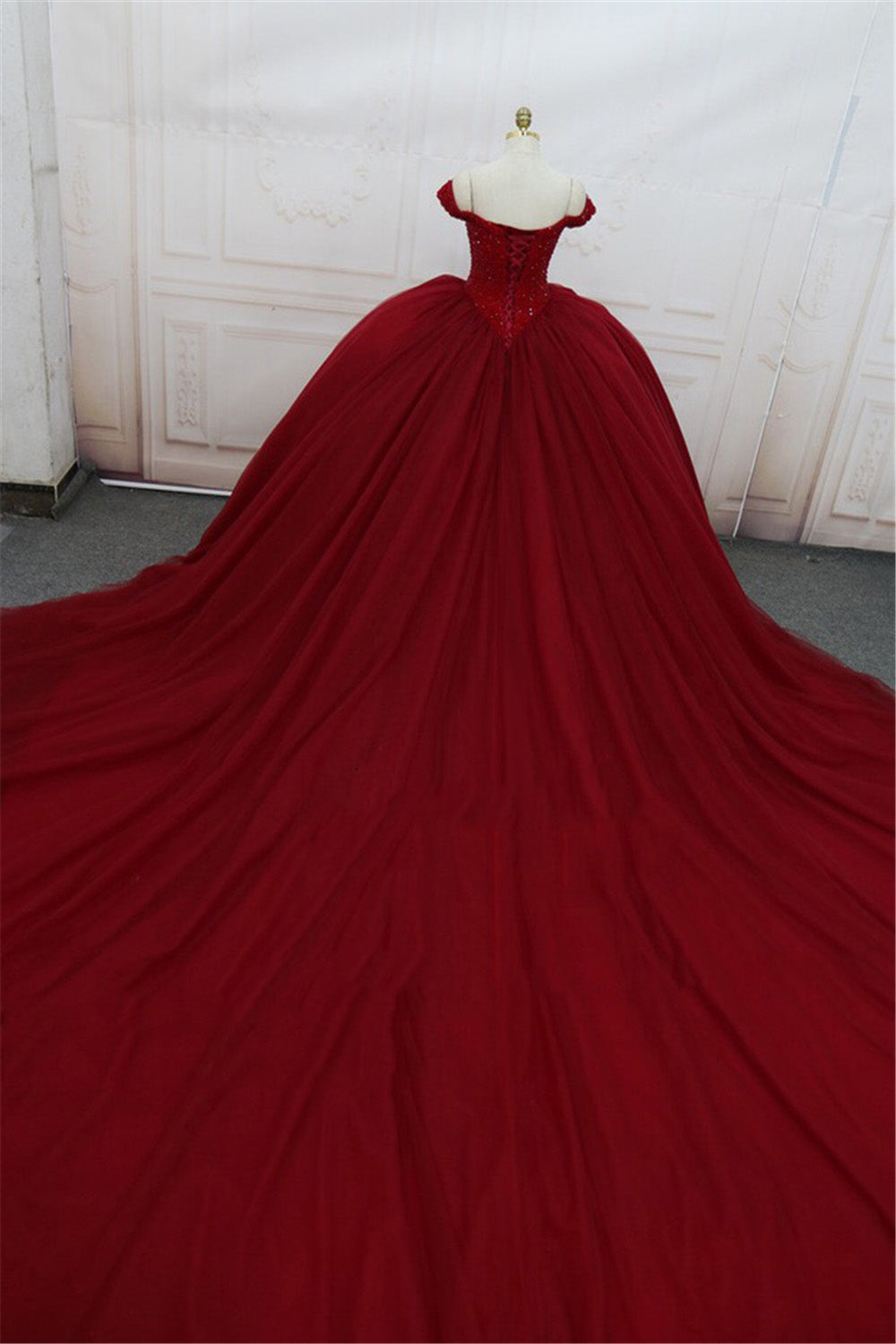 Luxury Beading Prom Dresses Off the Shoulder ball Gown Wedding Gown 2019