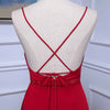 Ruby Red Mermaid Prom Dress Long Evening Party Gown for women with Beaded Belt with Spaghetti Straps LP0501