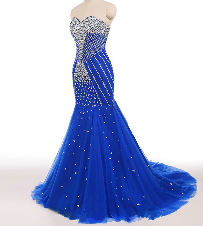 LP5518 Bling Bling Royal Blue Luxury Heavy Beading Prom Dress