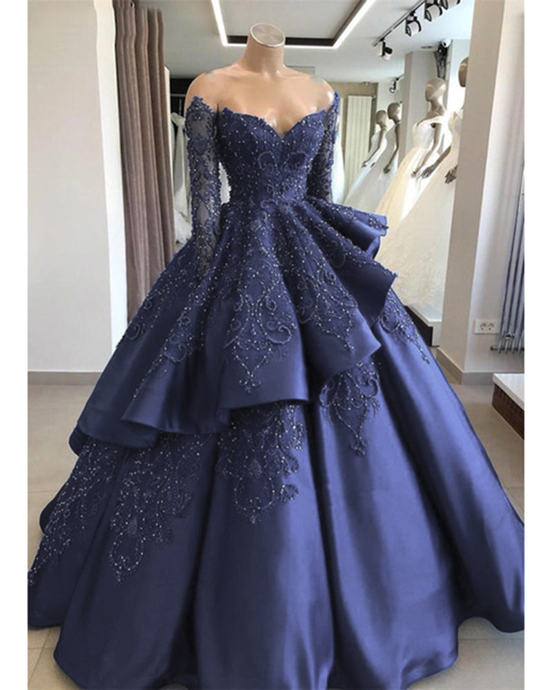 Masquerade Ball Gown Prom Dresses 2019 With Sleeves Stylish Long Sleeves Lace Beaded Ball Gown Women Masquerade Ball Gown Prom Dresses 2019 With Sleeves Stylish Long Sleeves Lace Beaded Ball Gown Women