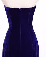 Royal Blue Long Velvet Evening Dress for Military Ball Mermaid formal Prom Wear LP360