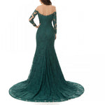 LP5513 Dark Green  Long Sleeves Vintage Evening Dress Lace Fitted Formal Gown 2018 Prom