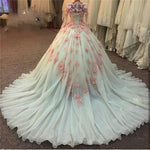 Fashionable Long Sleeves Lace Ball Gown Wedding Dress Princess Prom Gown 2020 robe de soiree