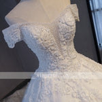 Siaoryne Gorgeous Appliques Lace Chapel Train A-Line Wedding Dress 2023 Luxury Beaded Boat Neck Sexy Bridal Gown Vestido de Noiva WD01219
