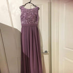 LP3654 Elegant Scoop Neck Lace Chiffon French Lilac Bridesmaid Dresses Women Wedding party Dresses Long