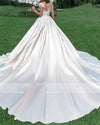 Scoop Neck Illusion V Neck Cap Sleeves Ivory Bridal Gown Wedding Dress WD10120