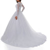 Vintage White Lace Ball Gown Princess Wedding Gown Sleeved Bridal Dresses 2018
