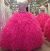 Fuchsia Pink Ball Gown Quinceanera Dress Sweetheart Beading Prom Dresses