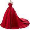 Strapless Burgundy Dark Red Prom Dress Ball Gown Women 2018 Wedding Dress WD3323