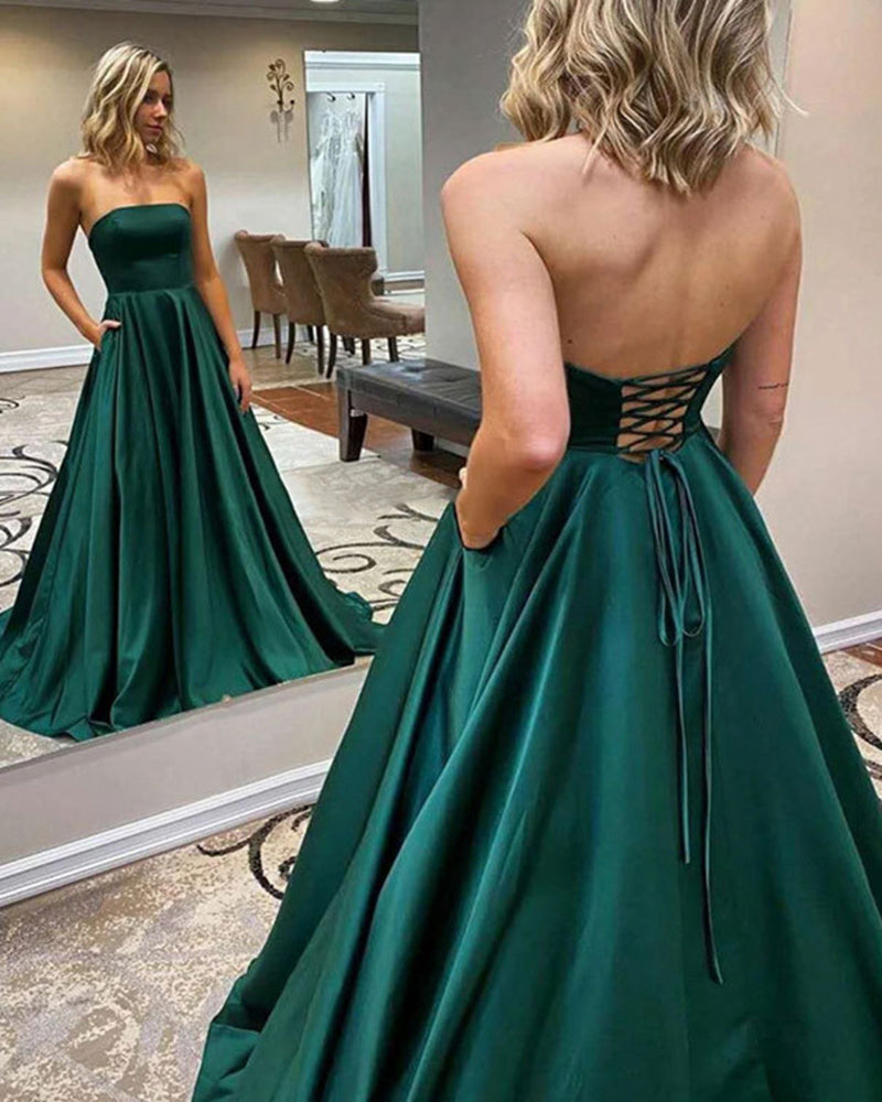 Vestidos de fiesta largos de color verde azulado 2022, vestidos formales de noche, vestidos de fiesta sin tirantes PL2237 