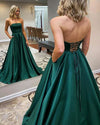 Teal green Long Prom Dresses 2022 Evening  Formal Gowns Party  Dress Strapless Vestidos De Festa PL2237