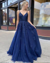 Dark Royal Blue Lace Evening Dress Women Formal Long Graduation Dress PL09082