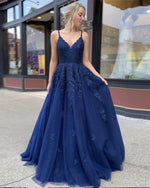 Dark Royal Blue Lace Evening Dress Women Formal Long Graduation Dress PL09082