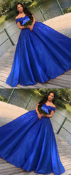 Elegant Off the Shoulder Lace Royal Blue Wedding Dress ball gown WD1119